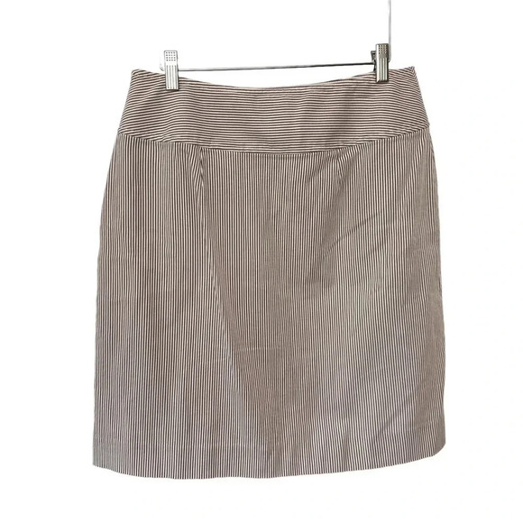 Eddie Bauer stretch tan + white pinstriped skirt & blazer suit Preppy Womens 8 - Picture 5 of 9